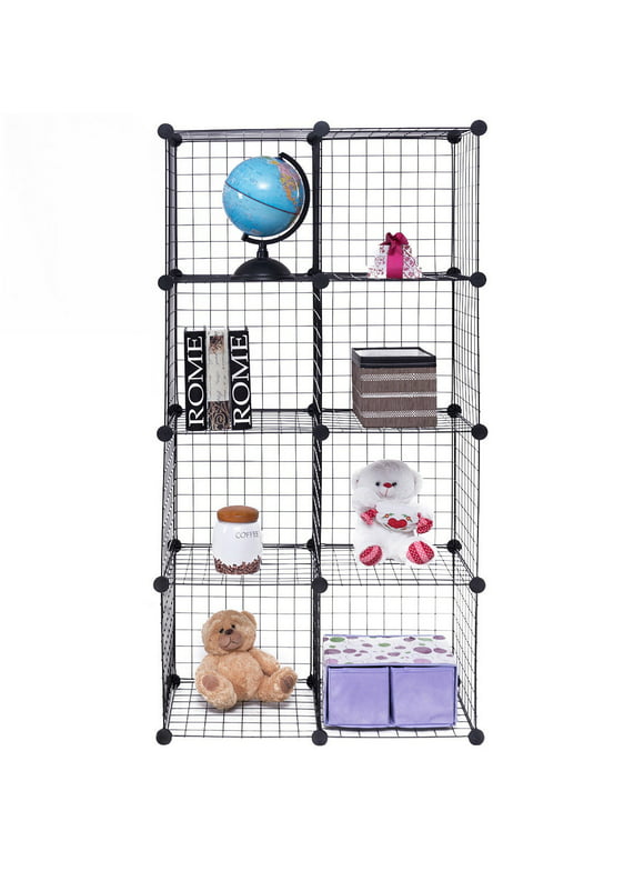 Gymax 8 Cube Grid Wire Organizer Wardrobe Shelves Bookcase DIY