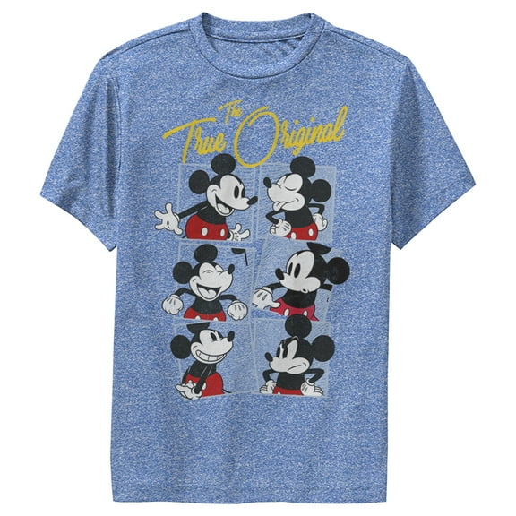 Boy's Mickey & Friends Mickey the True Original  Performance Graphic Tee Royal Blue Heather Large