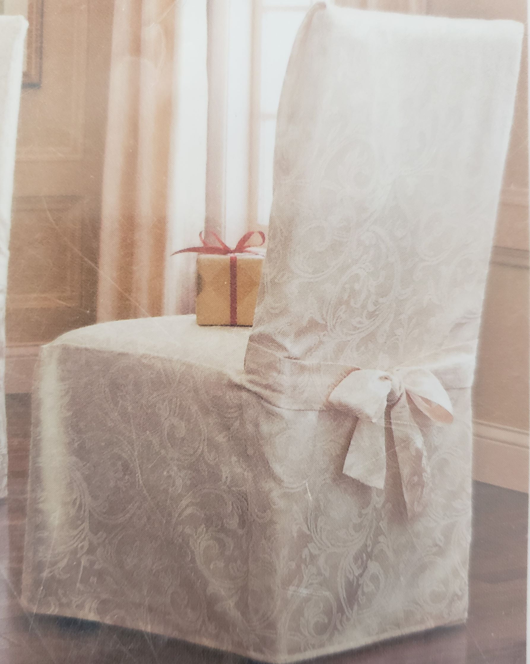 Ivory Armless Dining Room Chair Cover Fits Chairs Up To 42" Tall