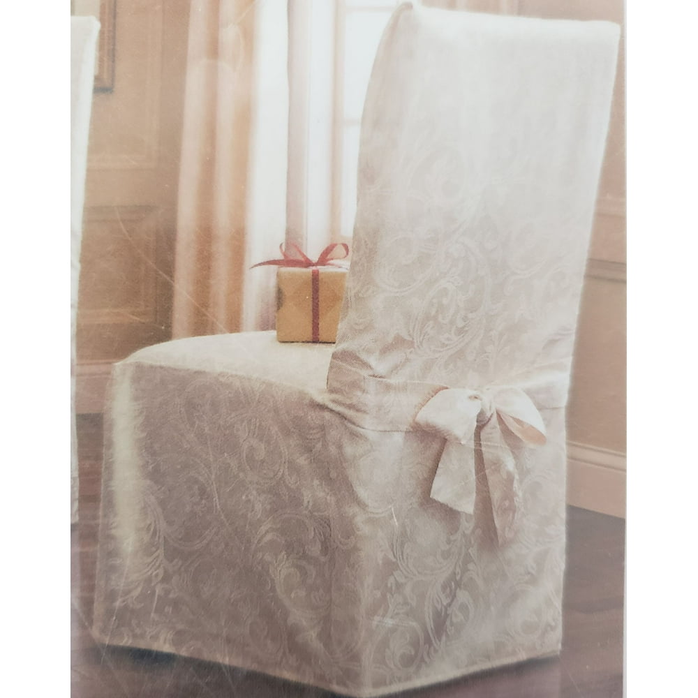 Ivory Armless Dining Room Chair Cover Fits Chairs Up To 42" Tall