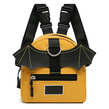 TIERPOP Summer Canvas Dog Hiking Backpack Harness Cute Bat Wing Small Puppy Saddle Bag Zippered Adjustable Back Pack Vest Pet Supplies Costume