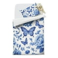 thumbnail image 2 of Blue Roses and Butterflies Pattern Duvet Cover and Pillowcase Set for Single Bedding, Bedroom Accessories for Kids Teens, 2 of 5