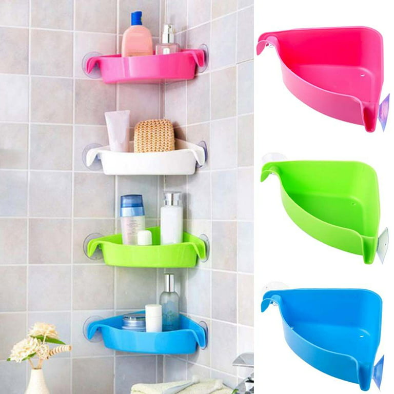 TAILI Suction Corner Shower Caddy 2 Pack, Bathroom Shower Shelf Storage  Basket Wall Mounted Organizer for Shampoo, Conditioner, Plastic Shower Rack