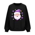 thumbnail image 4 of Women's Waffle Pullover Sweatshirt Santa Claus Graphic Tops Merry Christmas Shirts Xmas Novelty Tees Happy Festival Outfits Christmas Hat Clothing Comfy Pullovers, 4 of 7