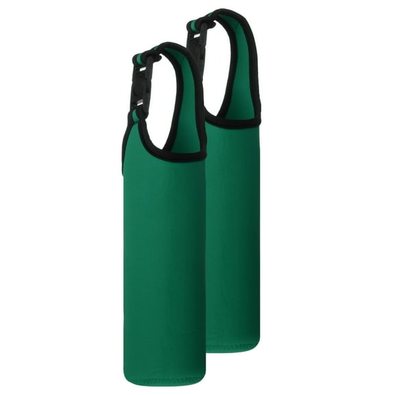 2pcs Neoprene Carrier Water Bottle Sleeve, 15.5-20oz Insulated Water Glass Bottle Carrier Bag Collapsible Drink Bottle Sleeve Cover Holder with Handle, Dark Green