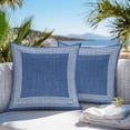 thumbnail image 3 of Navy Blue Geometric Throw Pillow Covers 16x16 Inch Set of 2, White Greek Key Design Burlap Modern Art Waterproof Outdoor Pillow Covers, Decorative Cushion Pillowcases for Couch, Sofa, Bed, Patio, 3 of 9