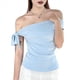 thumbnail image 2 of Tops Cortos con Hombros Descubiertos y Doble Forro para Mujer 2025, Tops Asimétricos Sin Mangas Y2K para Salir Azul L, 2 of 10