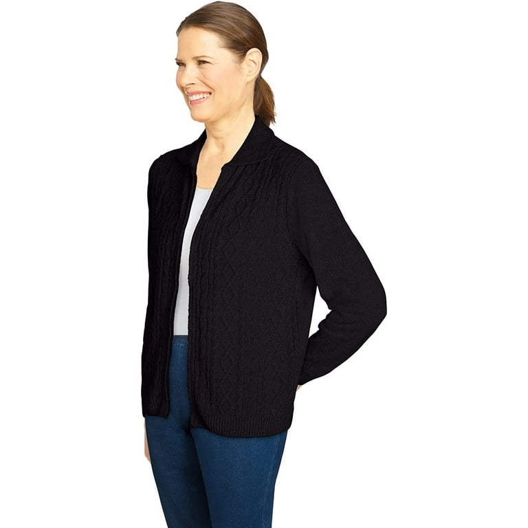 Long black chenille cardigan clearance