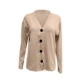 thumbnail image 3 of Cárdigan de lana de manga larga con cuello en V para mujer, Tops de punto con botones Pompotops gfhjh12014, 3 of 4