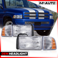 thumbnail image 2 of M-AUTO Headlights Assembly Set, Left+Right Chrome Crystal Headlight+Signal Corner for 94-02 Dodge Ram Pickup Truck, 2 of 9