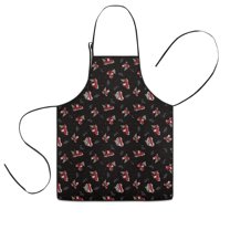 Black Christmas Car and Santa Pattern Kids Aprons for Girls and Boys,Adjustable Neck Strap Toddler Aprons for Kids Cooking Baking