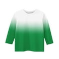 thumbnail image 5 of ZACPNCV Kids Three-Quarter Sleeve Shirts Gradient Crewneck Pullover Basic Tees Daily Tees Blouses Spring Summer Clothes Green 5-6 Years, 5 of 5
