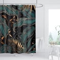 thumbnail image 2 of Green Gold Tropical Palm Leaves Shower Curtain Abstract Banana Leaf Modern Botanical Plant Nature Aesthetic Emerald Green Bathroom Decor Waterproof Fabric 72Lx72W Inch with Hooks, 2 of 6