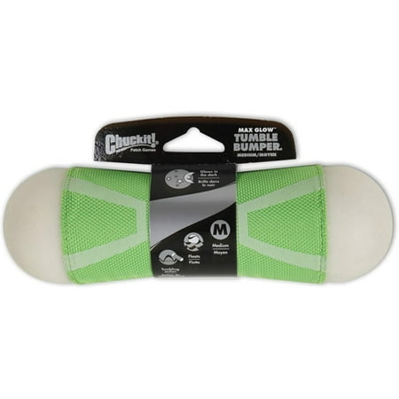 UPC: 0029695323089 | Chuckit! Tumble Bumper Max Glow Dog Toy Green White Medium – PDS-029695323089