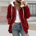 thumbnail image 4 of Mens Furry Sherpa Jacket Fleece Long Sleeve Full Zip Hooded Casual Warm Winter Coat with Zipper Pocket Outdoor, 4 of 6