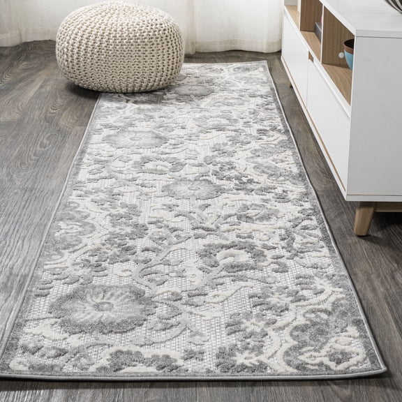 JONATHAN Y AMALFI COAST 2 x 8 Runner Rug, Lucena Medallion - Light Gray/Ivory, AMC104A-28