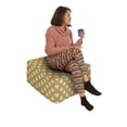 thumbnail image 2 of Tulip Rectangle Pouf, Geometrical Squares and Flowers Oriental Mosaic Style Retro, Under Desk Foot Stool for Living Room Office Ottoman with Cover, 25", Peach Earth Yellow, by Ambesonne, 2 of 4