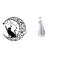 thumbnail image 1 of Escultura De Gato Iluminada Por La Luna, Adornada Con Una Figura De Niña Nórdica, Gato Negro, Arte De Pared Y Estatua De Dama De Porcelana, Decoración Moderna De Pared De Metal Para Estantes, 1 of 8