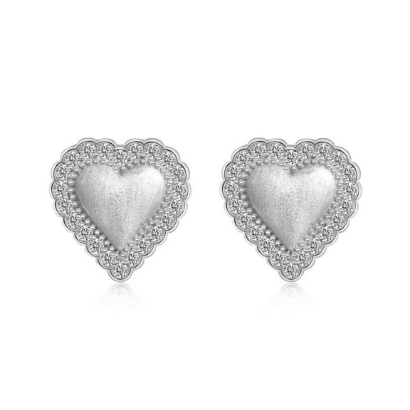 Gold Heart Earrings for Women 5A CZ Clear Studs Earrings 925 Sterling Silver Hypoallergenic Comfy Statement Earrings