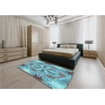 thumbnail image 5 of Ahgly Company Machine Washable Indoor Round Transitional Marble Blue Area Rugs, 4' Round, 5 of 7