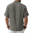 thumbnail image 4 of Men's Cotton Linen Henley Shirt 2026 Short Sleeve Button Down Shirts Solid Casual Summer Beach T-Shirts Gray S, 4 of 7