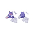 thumbnail image 2 of BemeyourBBs Toddler Baby Girls Summer Clothes Cute Infant Baby Girls Ice Cream Outfits Embroidery Tank Tops and Stripe Ruffle Shorts Set Bag Headband 4Pcs Clothing, 2 of 9