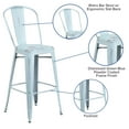 thumbnail image 4 of Emma + Oliver Commercial 30"H Distressed Green-Blue Metal Indoor-Outdoor Barstool w/ Back, 4 of 11