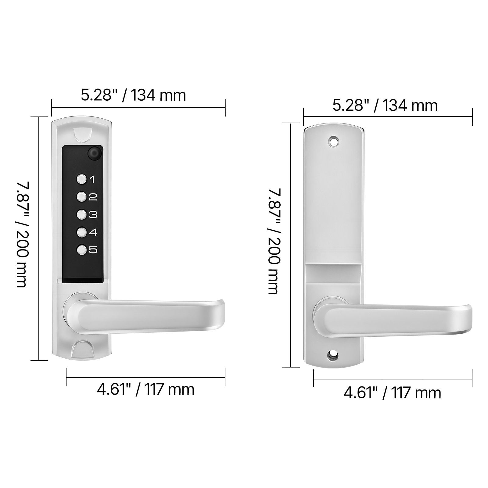 Mechanical Keyless Door Lock Gen2 Single-Sided 5-Digit Code Zinc Alloy for Front Gate Garden Garage
