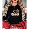 thumbnail image 4 of Ink-Printed Image NOT a Yarn Patch - Christmas Golf Cart Sweatshirt for Women Festive Sweater Black Sweatshirt Adult Small, 4 of 5