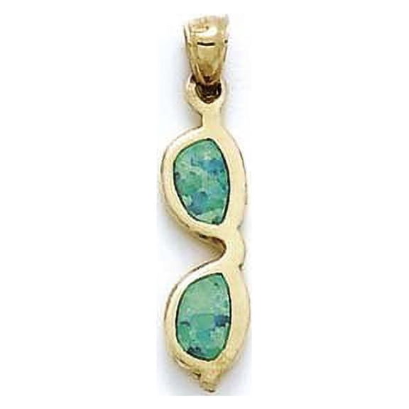 14k Yellow Gold Simulated Opal Sunglass Pendant
