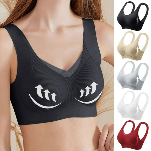 HomeDM Womens Seamless Bras Leisure Sleep Bras for Women No Underwire Supportive Wireless Push Up Full Coverage Bralette Comfort T-Shirt Bra, Black L