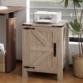 thumbnail image 5 of Accreate Farmhouse Nightstand with USB Charging Station, Rustic Bedside Table with Charging Station & Sliding Barn Door, 18" Modern Two-Tier Nightstand for Bedroom, Night Stand, 5 of 8