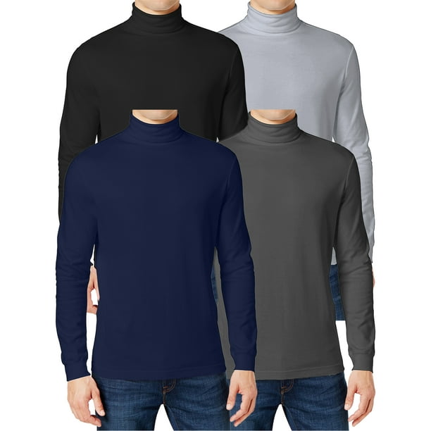 4-Pack Men's Long Sleeve Turtle Neck T-Shirt (Sizes, S to 2XL ...
