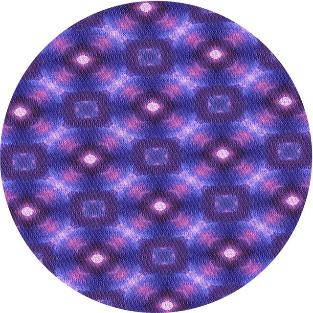 Ahgly Tapis Rond Lavable en Machine Intérieur Transitionnel Violet Améthyste Violet, 4 Pieds Rond