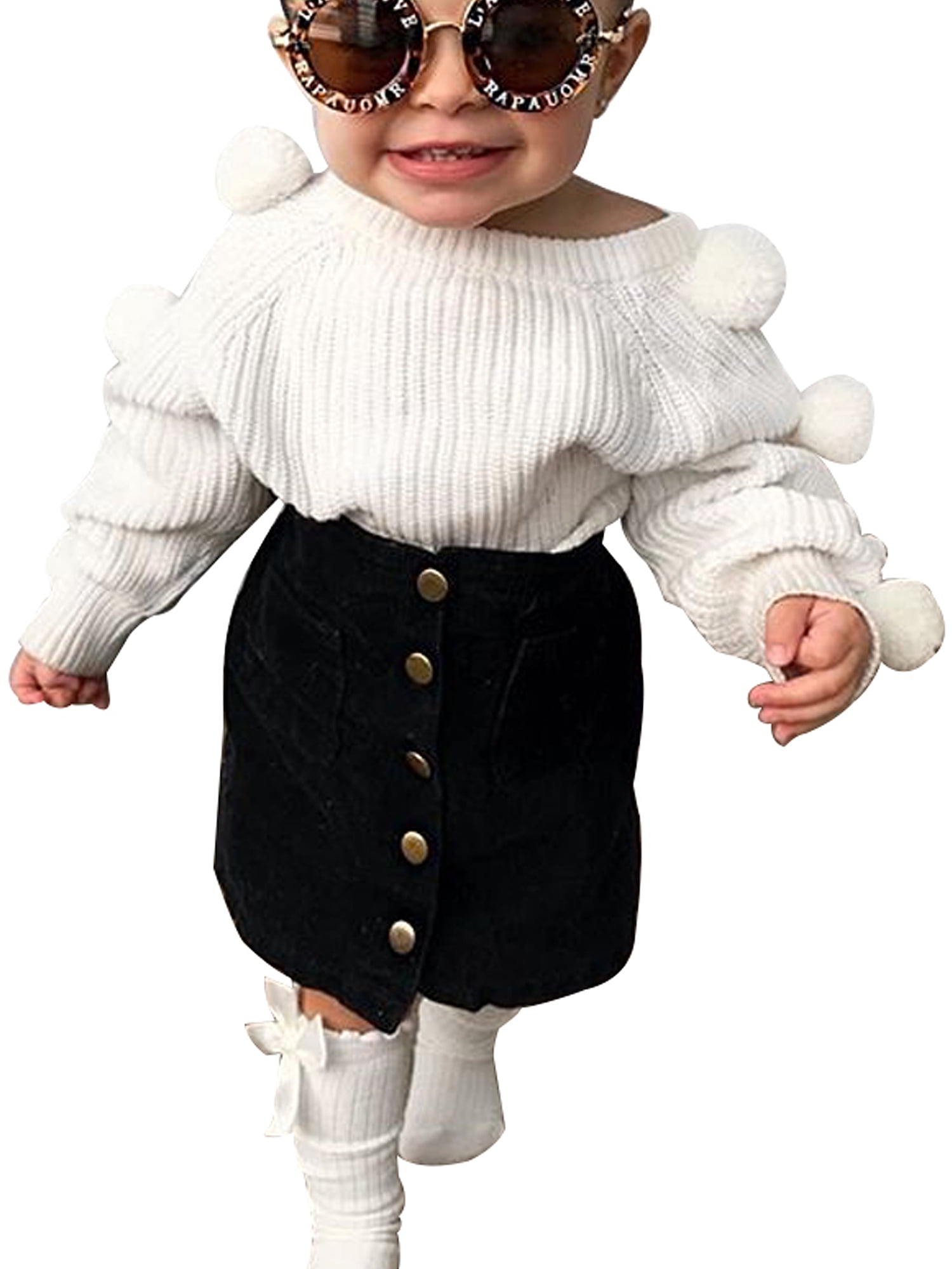 Suefunskry Suefunskry Toddler Girls Long Sleeve Tops Kids Mini Skirt