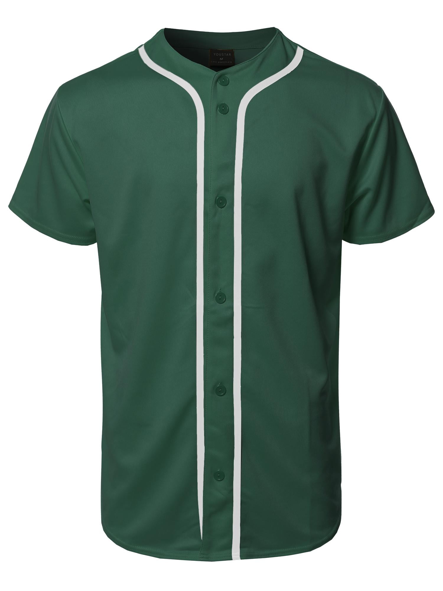 FashionOutfit Men's Solid Front Button Closure Athletic Baseball Inspired Jersey Top