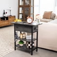 thumbnail image 4 of End Table with Charging Station, Flip Top Side Table with USB Ports and Outlets, Sofa Couch Table Bedside Table for Living Room Bedroom, Narrow Nightstand with Storage Shelves for Small Space, 4 of 14