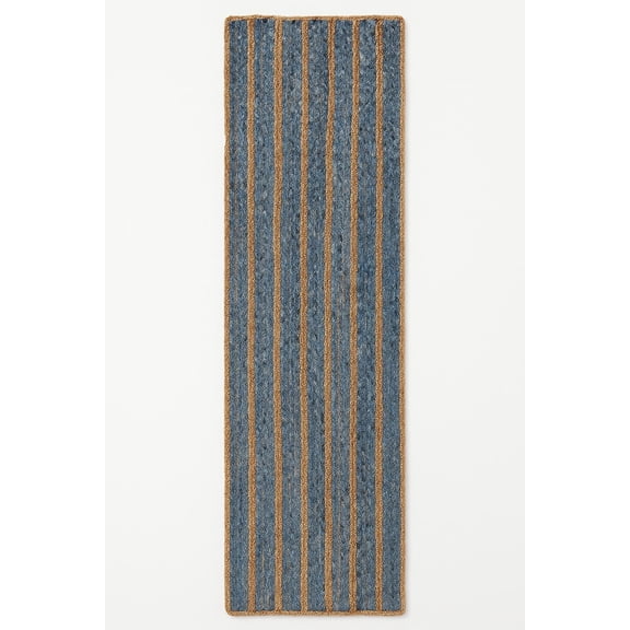 Denim Blue and Beige Handmade Runner Rugs