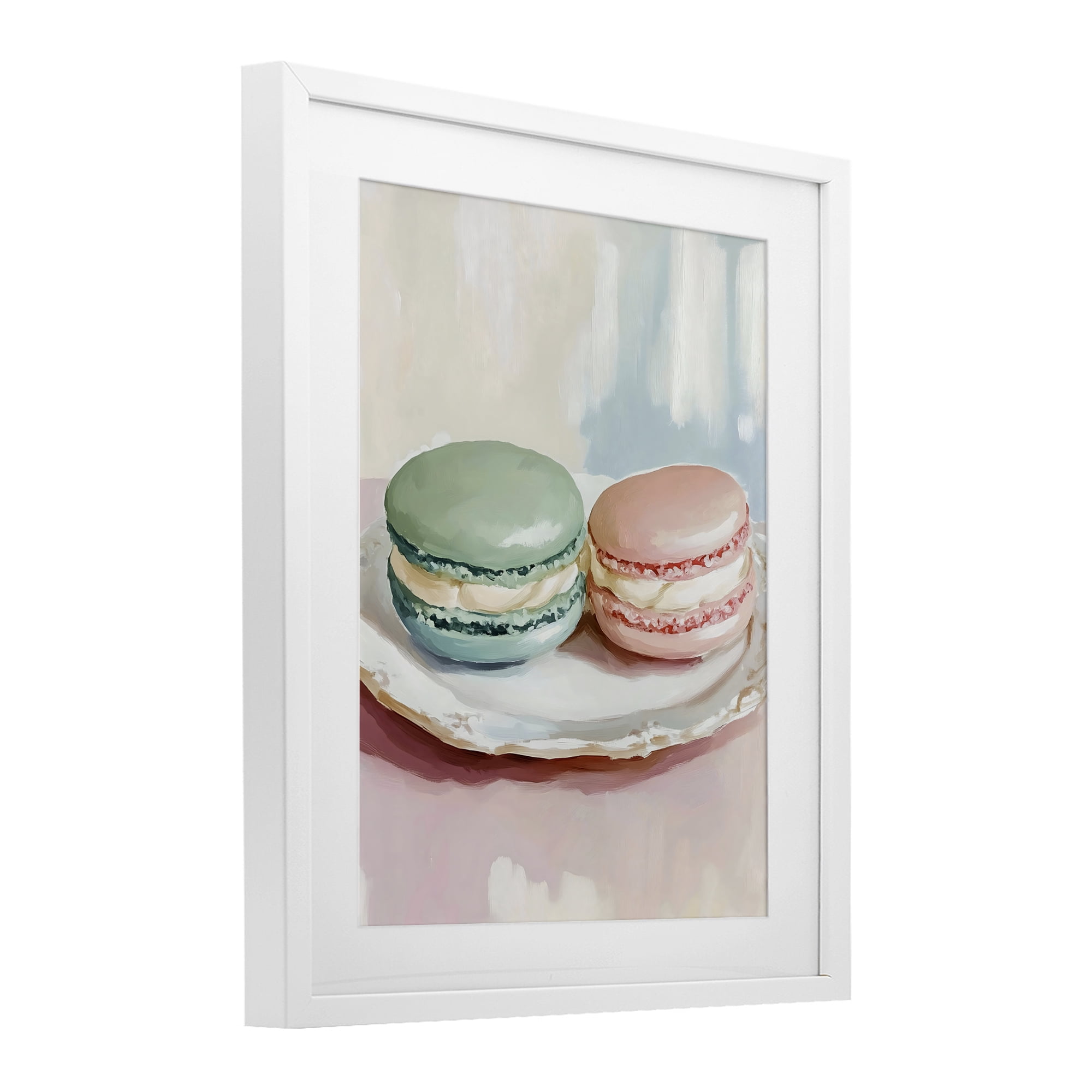 Stupell Industries Pastel Macarons on Plate White Framed Print Under Glass, design by The Prints Vibe