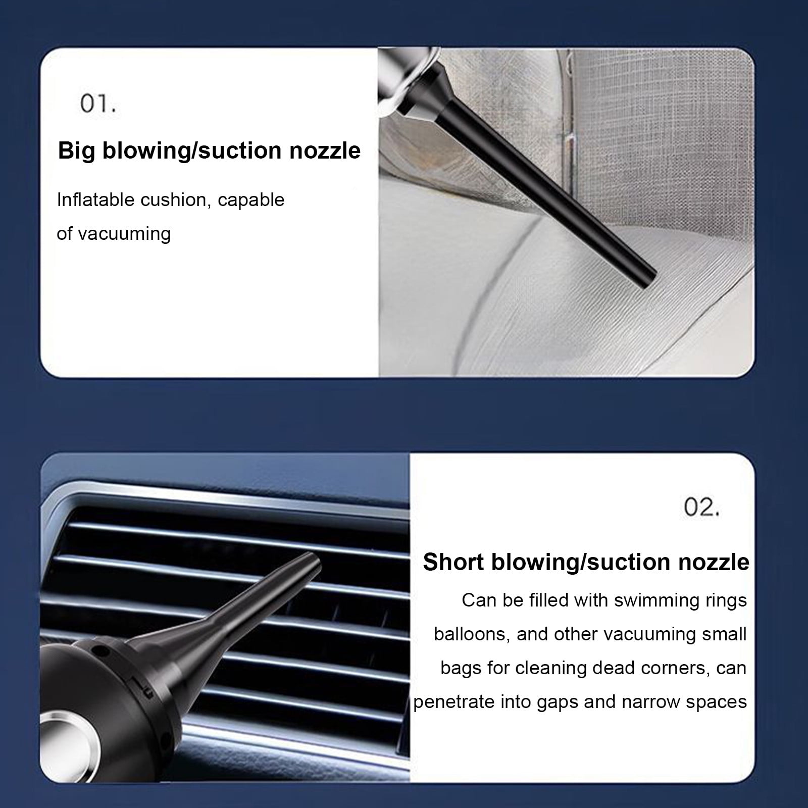 Car Vacuum Cleaner,Wireless Handheld 20KPA Strong Suction Blower,1200mAh Rechargeable Cordless Multi Nozzle Detachable Filter Dust Debris Pet Hair Mud Stain Remover Portable Interior Clean Tool
