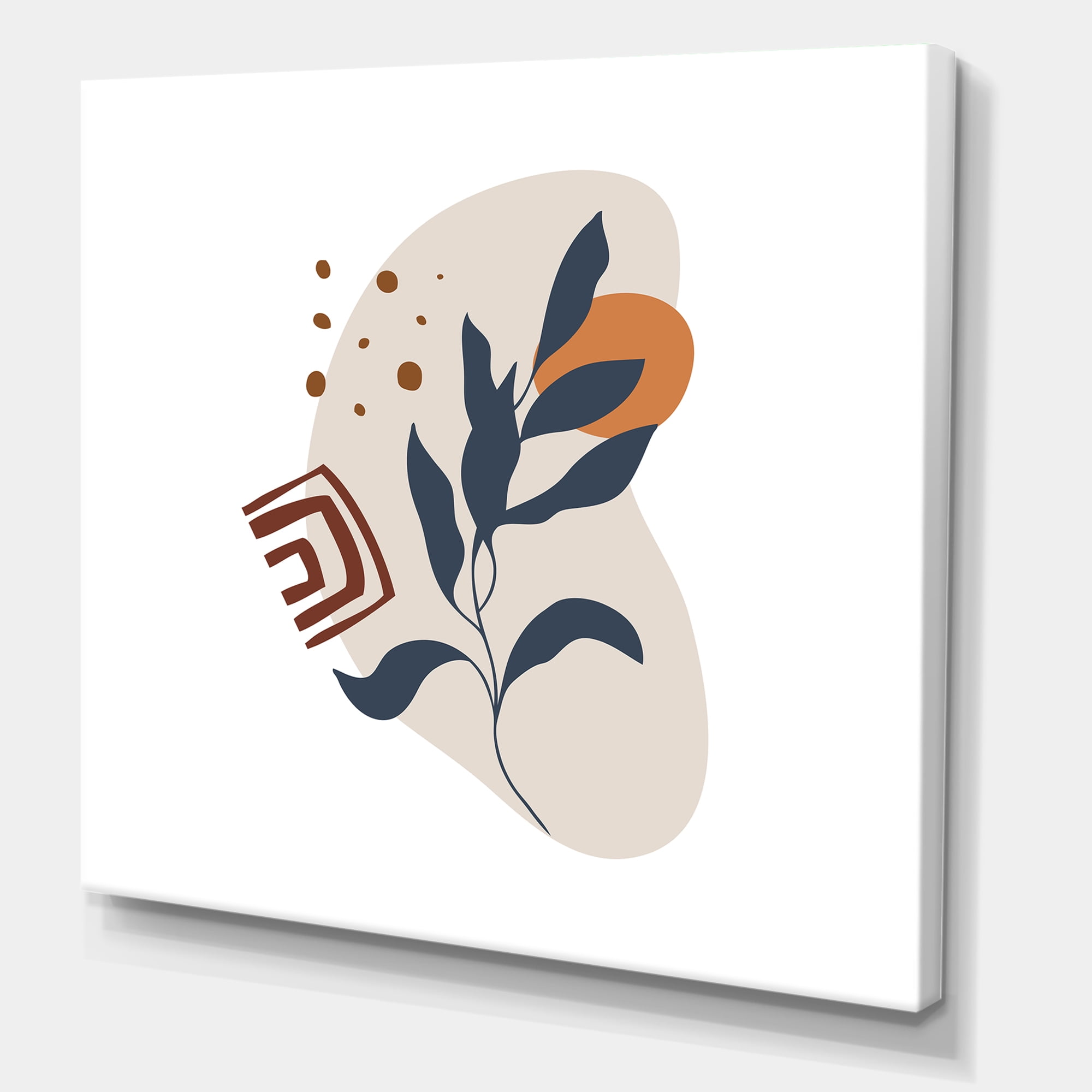 Designart ' Abstract Minimal Shapes Under Flowers VII ' Modern Canvas Wall Art Print