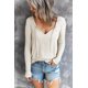 thumbnail image 4 of ABPHQTO Camiseta de manga larga con cordón y cuello en V para mujer, 4 of 5