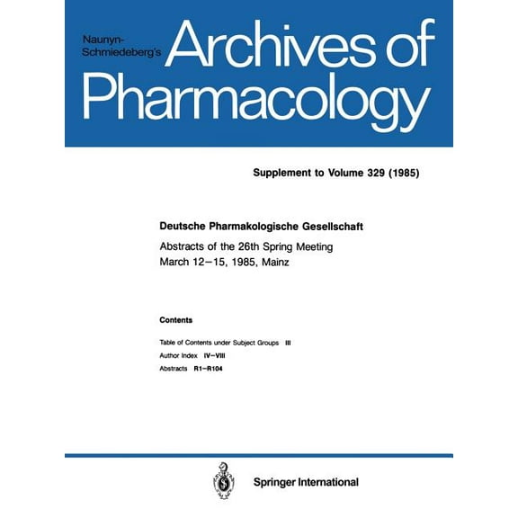 Deutsche Pharmakologische Gesellschaft, (Paperback)