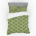 thumbnail image 2 of Abstract Duvet Cover Set, Botanical Inspired Leafy Motif with Curlicue Lines, Bedding Set with Shams and Fitted Sheet, 3 Sizes, by Ambesonne, 2 of 3