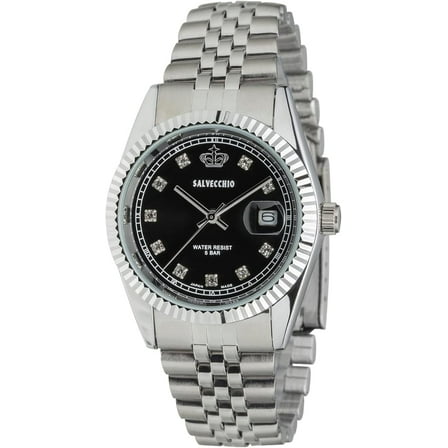 SALVECCHIO Men's 20 mm Dress Watch Stainless Steel Wristwatch, Silver×Black