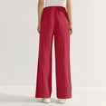 thumbnail image 5 of Lumtrix Linen Pants Women Casual Summer Wide Leg Pants With Pockets High Waisted Comfy Loose Lounge Beach Trousers Red XL, 5 of 5