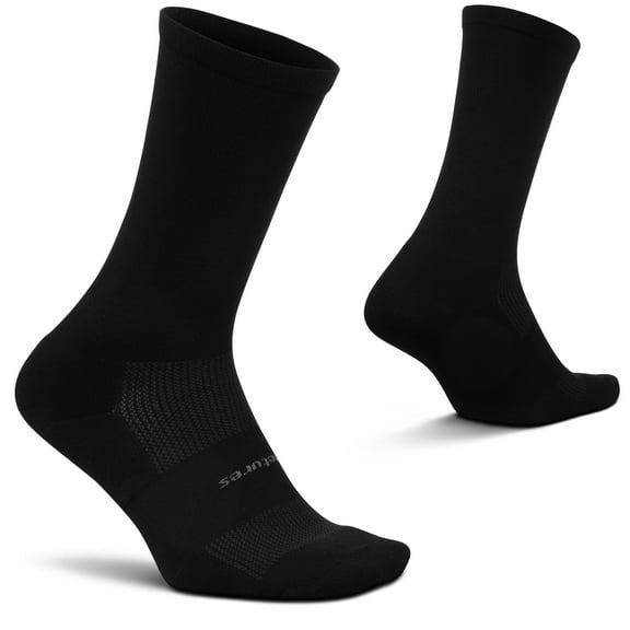 Feetures High Performance Cushion Crew Sock- Supportive Socks for Women & Men, Moisture Wicking- Medium, Black