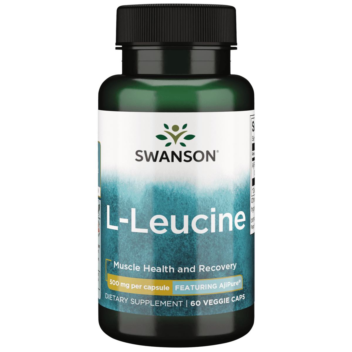 Swanson Ajipure L-Leucine, Pharmaceutical Grade 500 mg 60 Veggie Capsules