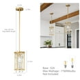 thumbnail image 6 of ZHLWIN Gold Metal Crystal Pendant Light, Round Dining Room Light Fixture Semi Flush Mount Ceiling Light Fixture, Lndustrial Farmhouse Chandelier for Hallway Balcony Kitchen Island, 6 of 8