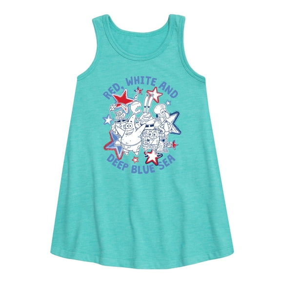 SpongeBob SquarePants - Red, White and Deep Blue Sea - Toddler and Youth Girls A-line Dress